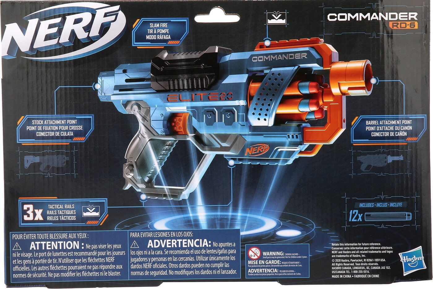 Nerf Elite 2.0 Commander RD-6 de 12 dardos.